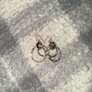 Avon Silver and Gold Double Hoop Earrings